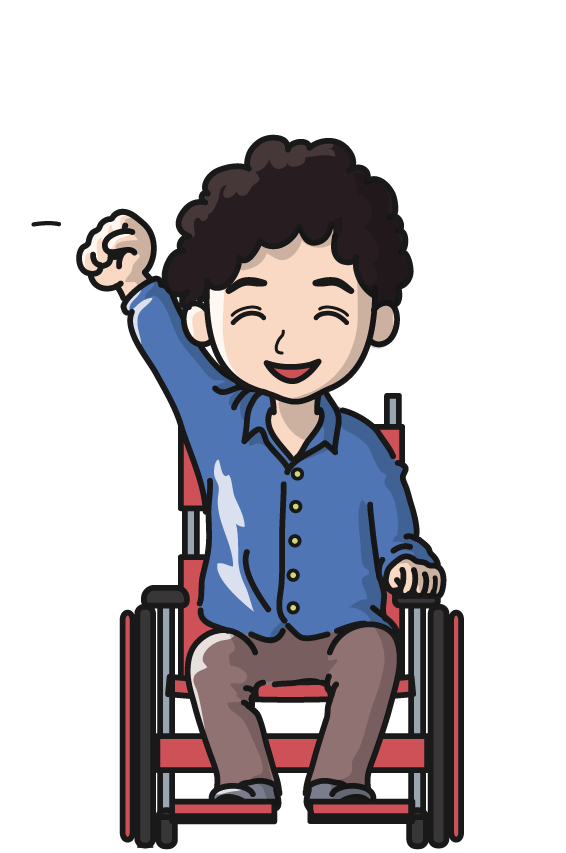 車椅子男性(喜び)